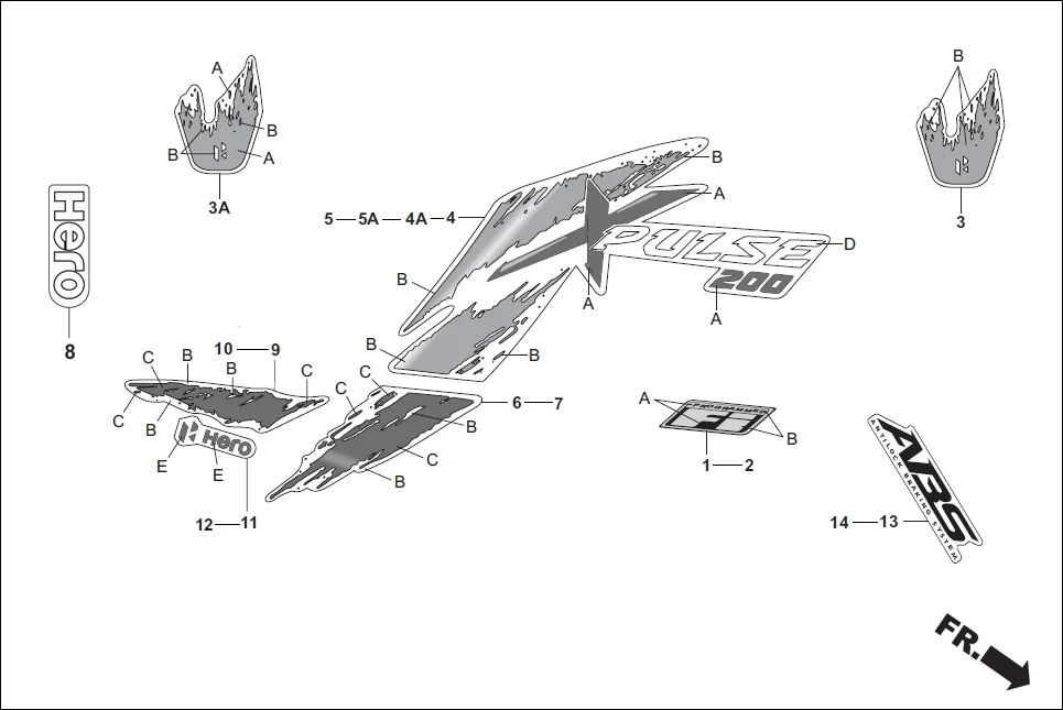 F-27 STRIPE/ MARKS assembly diagram for Hero Xpulse 200 2V BSVI (Jun, 2020)