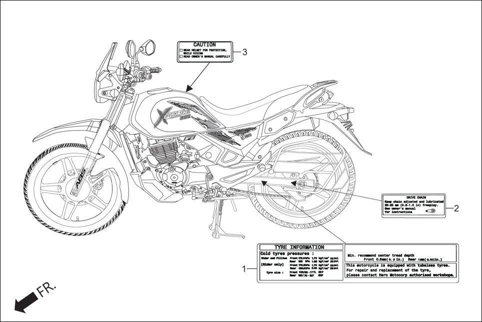 F-30 CAUTION LABEL assembly diagram for Hero Xpulse 200 2V BSVI (Jun, 2020)