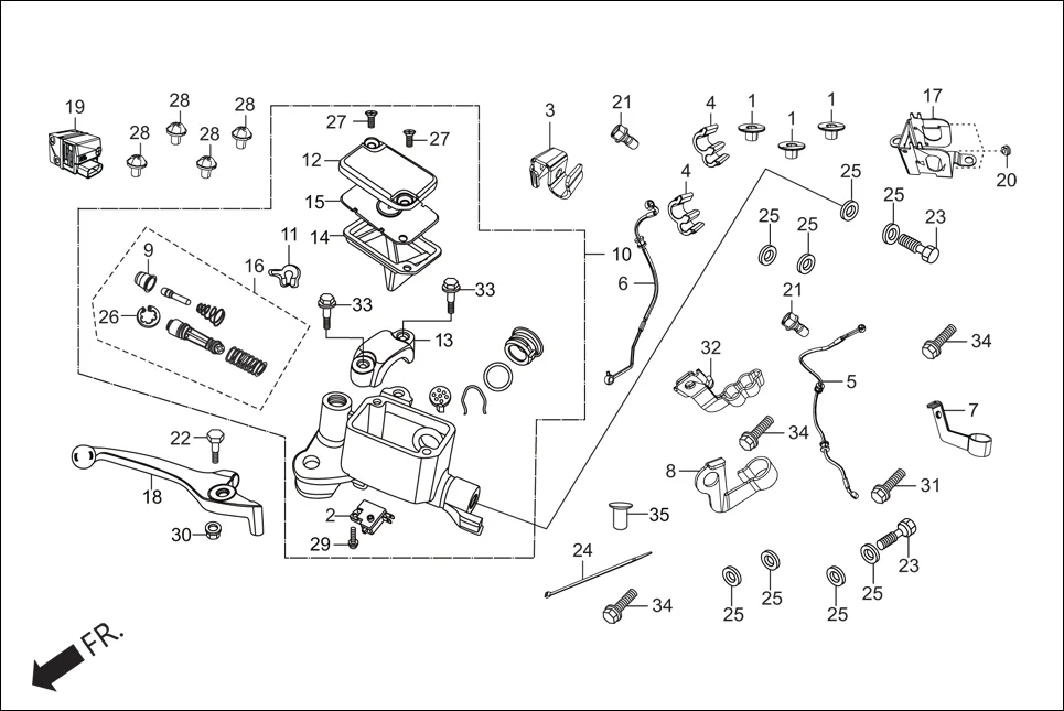 F-4A FRONT BRAKE (MASTER CYLINDER) (ABS) assembly diagram for Hero Xpulse 200 2V BSVI (Jun, 2020)