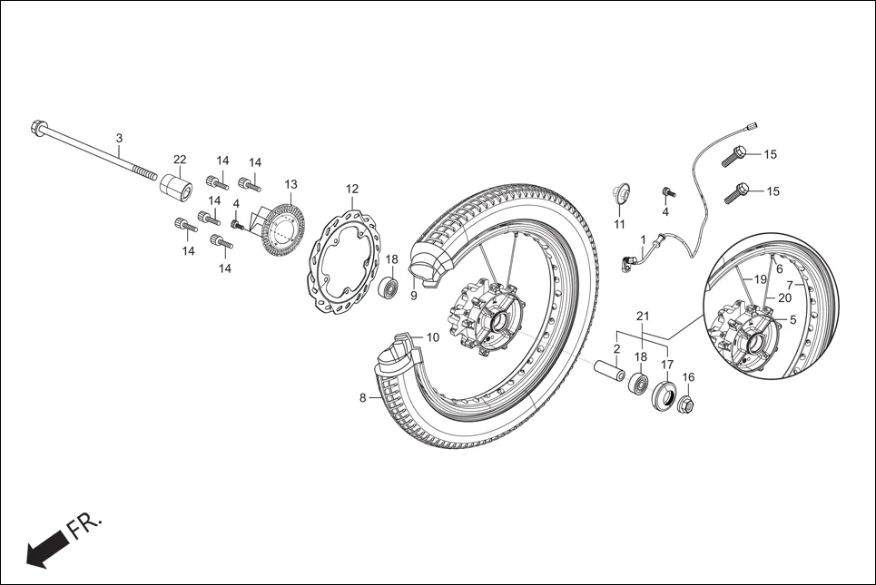 F-7 FRONT WHEEL assembly diagram for Hero Xpulse 200 2V BSVI (Jun, 2020)