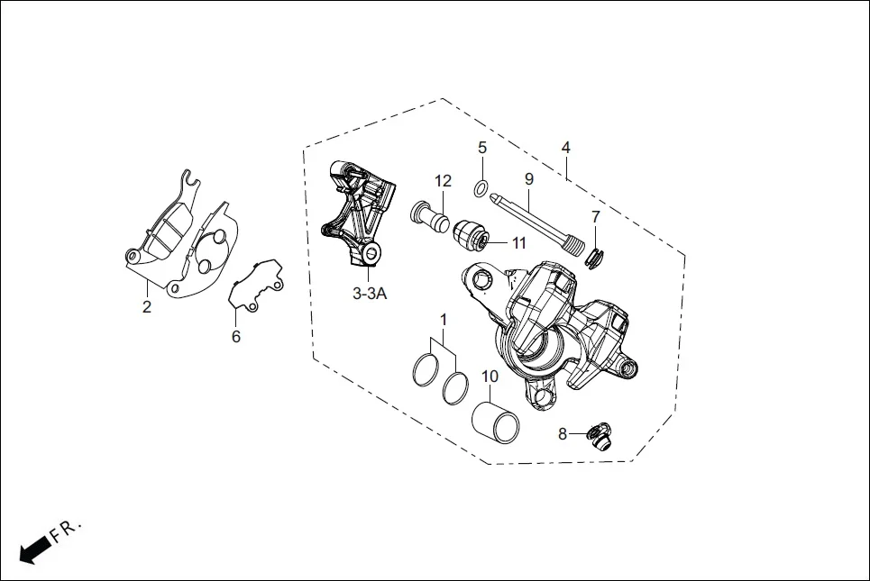 F-8A REAR BRAKE (CALIPER ASSY. REAR) assembly diagram for Hero Xpulse 200 2V BSVI (Jun, 2020)