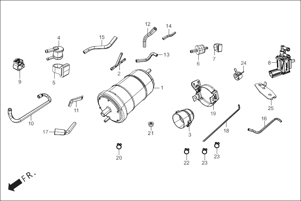 F-11A FUEL TANK (CANISTER ASSY.) assembly diagram for Hero Xpulse 200FI (May, 2019)