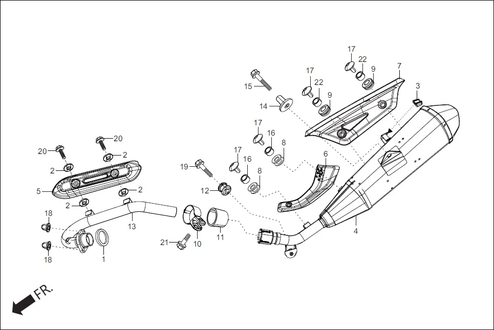 F-14 MUFFLER assembly diagram for Hero Xpulse 200FI (May, 2019)
