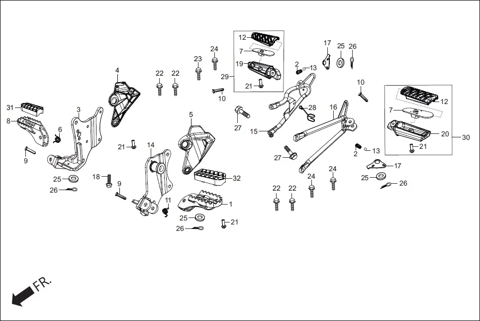 F-15 STEP PILLION / HOLDER / BRKT. assembly diagram for Hero Xpulse 200FI (May, 2019)