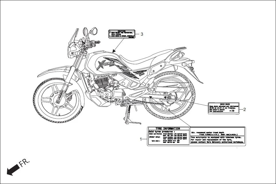 F-30 CAUTION LABEL assembly diagram for Hero Xpulse 200FI (May, 2019)