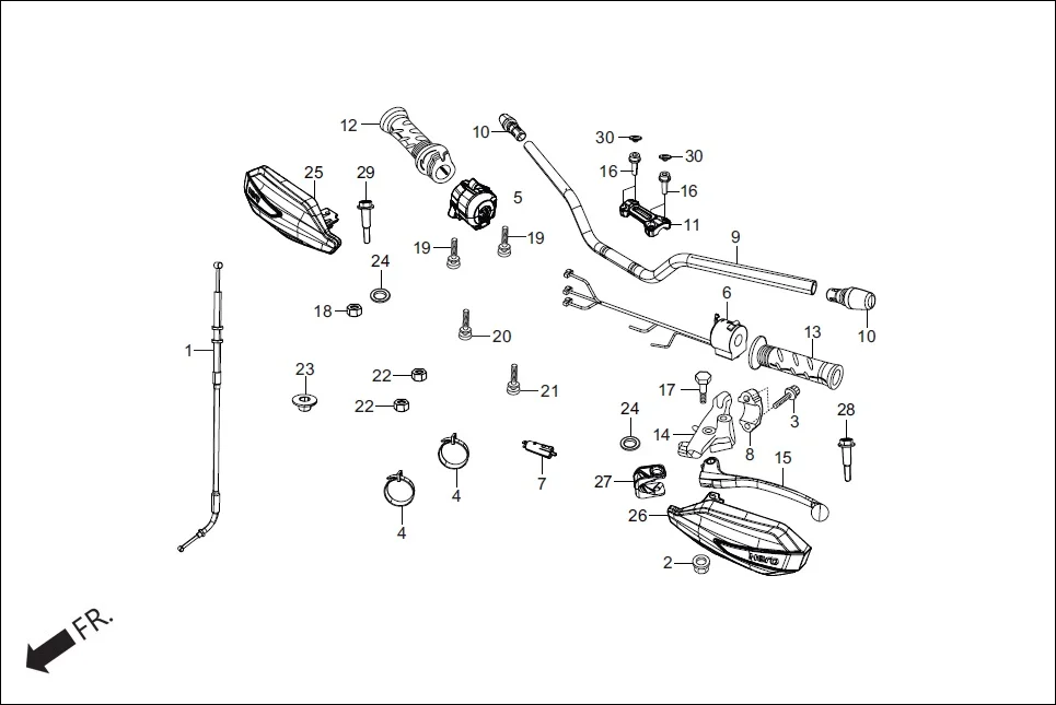 F-3B HANDLE &amp; HNDL COVER (HANDLE LEVER/SWITCH/CABLES) diagram showing 53112-ABW-310