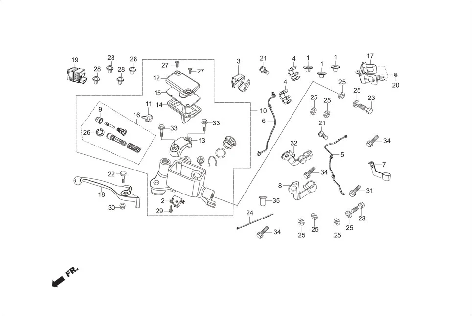 F-4A FRONT BRAKE (MASTER CYLINDER) (ABS) assembly diagram for Hero Xpulse 200FI (May, 2019)