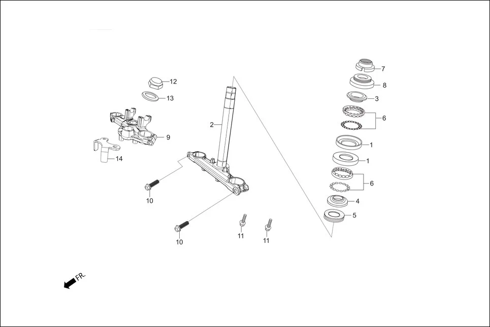 F-6 FRONT CUSHION (STEERING STEM) assembly diagram for Hero Xpulse 200FI (May, 2019)