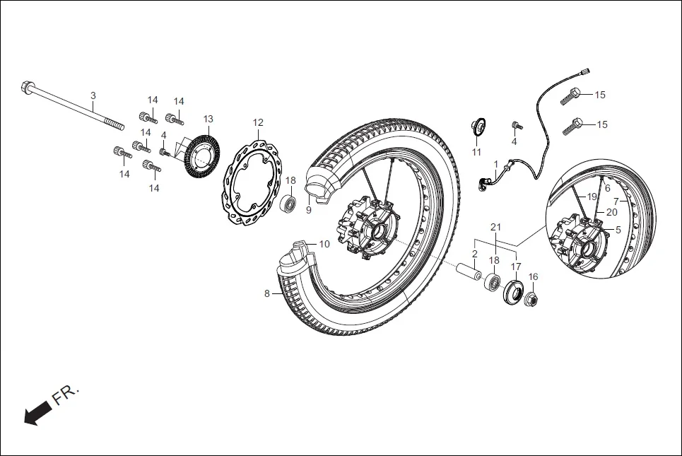F-7 FRONT WHEEL assembly diagram for Hero Xpulse 200FI (May, 2019)