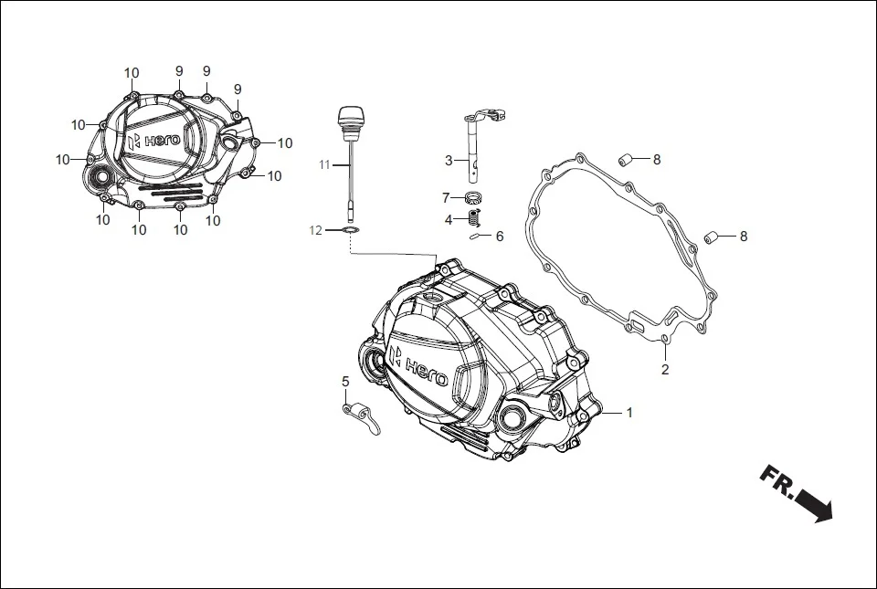 E-3 CRANK CASE &amp; COVER (RIGHT CRANK CASE COVER)