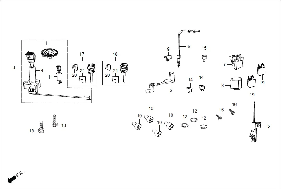 F-23 SWITCH ASSY./ RELAY / LOCK ASSY./ KEY BLANK diagram showing 90601-KAF-003