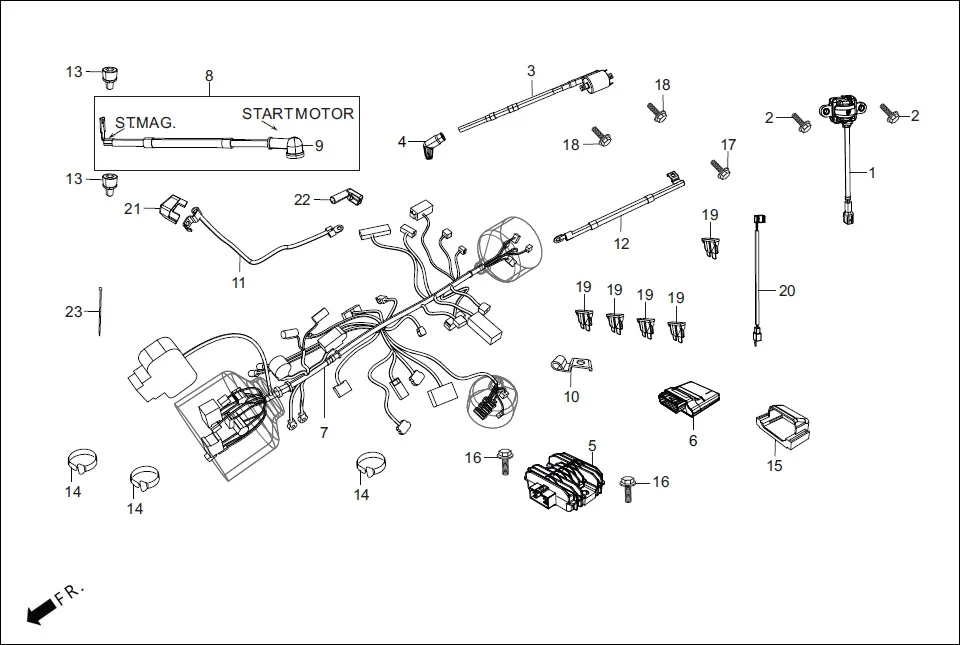 F-24 ELECTRICALS (WIRE HARNESS/START CABLES) diagram showing 30700-ABW-801