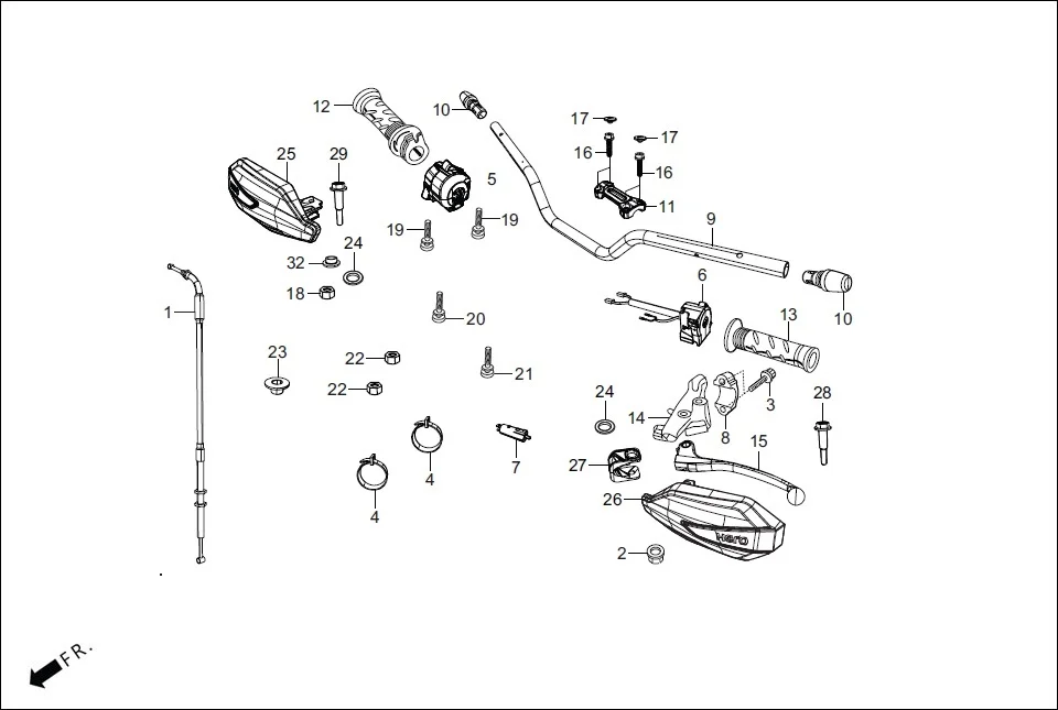 F-3B HANDLE &amp; HNDL COVER (HANDLE LEVER/SWITCH/CABLES) diagram showing 53178-KFN-850