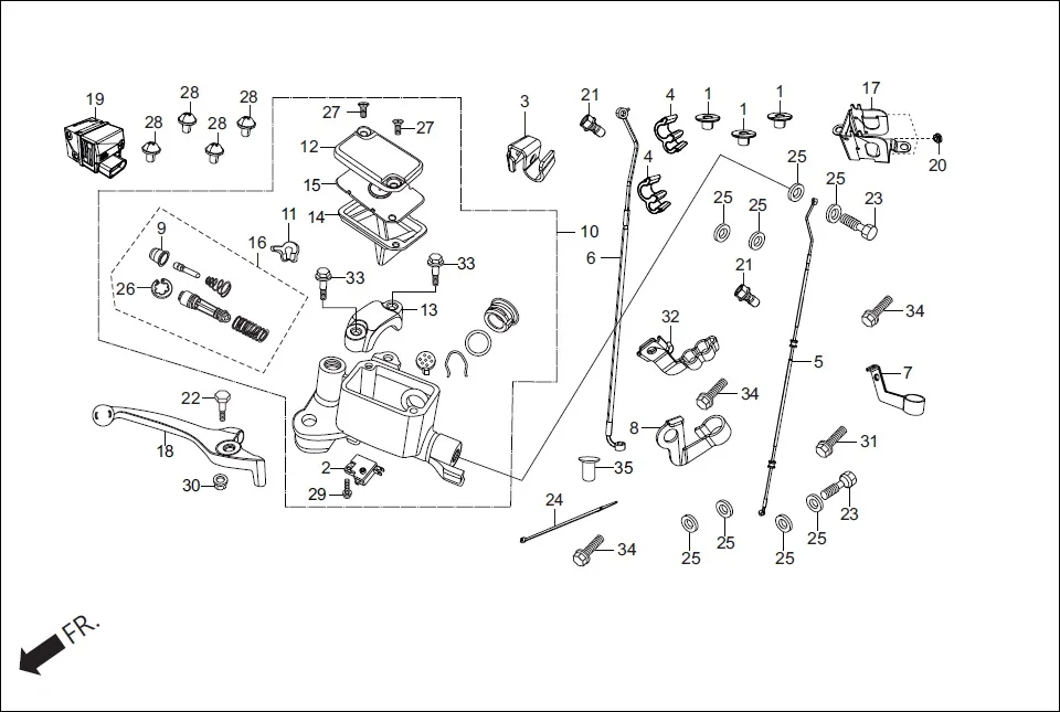 F-4A FRONT BRAKE (MASTER CYLINDER) (ABS) diagram showing 45517-166-000