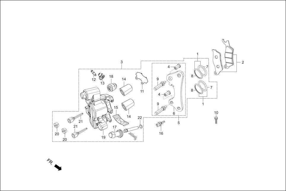 F-4B FRONT BRAKE (CALIPER ASSY ‘R’ FR.) diagram showing 45108-ML4-006L