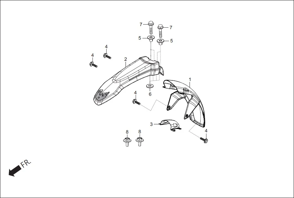 F-5 FRONT FENDER diagram showing 61102-ABW-100