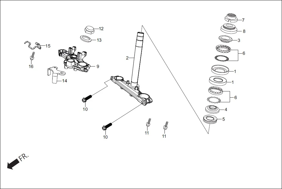 F-6 FRONT CUSHION (STEERING STEM) diagram showing 53220-KRY-970