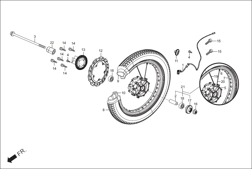 F-7 FRONT WHEEL diagram showing 45251-ABZ-010