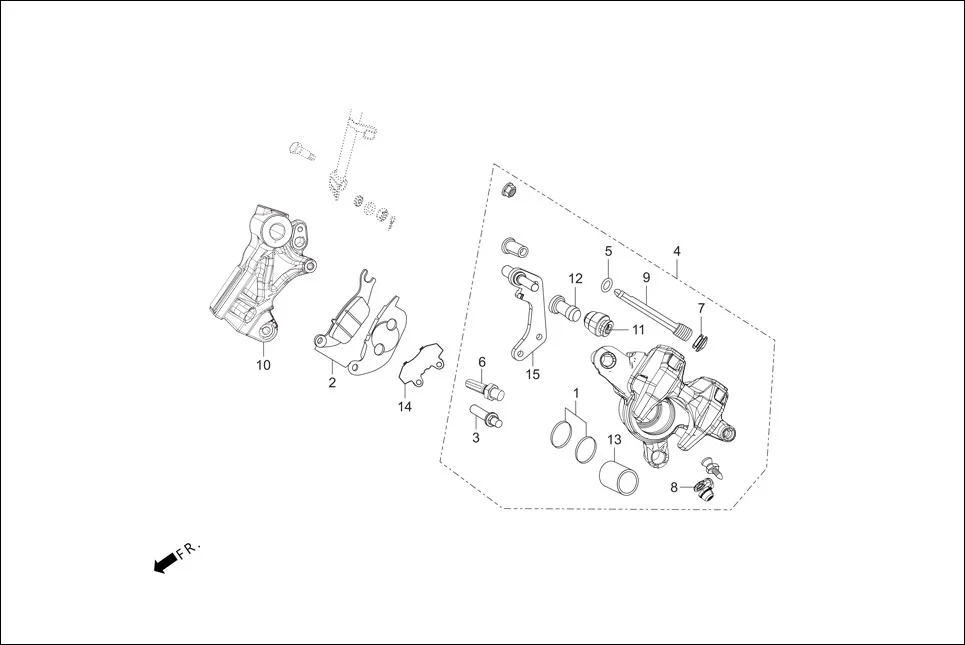 F-8A REAR BRAKE (CALIPER ASSY. REAR) diagram showing 45133-MA3-006L