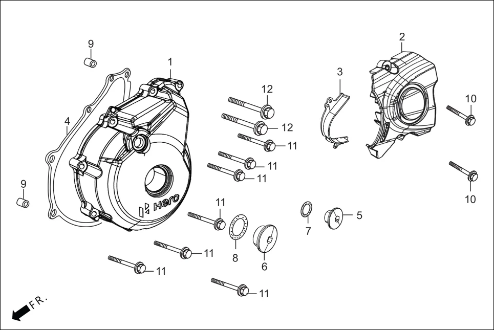 E-3A CRANK CASE & COVER (LEFT CRANK CASE COVER)