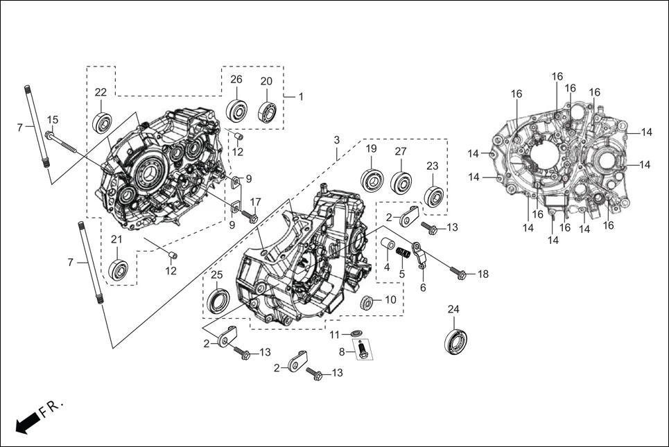 E-3B CRANK CASE & COVER (CRANK CASE)