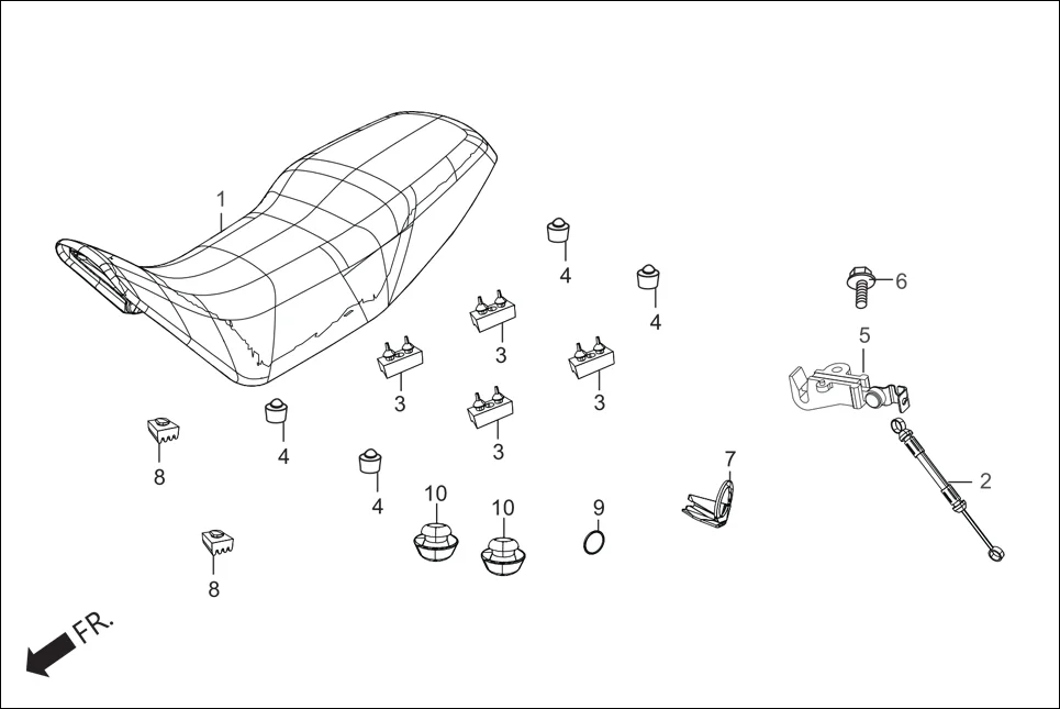 F-10 SEAT ASSY. assembly diagram for Hero XPULSE 200T OBD II(Jun,2023)