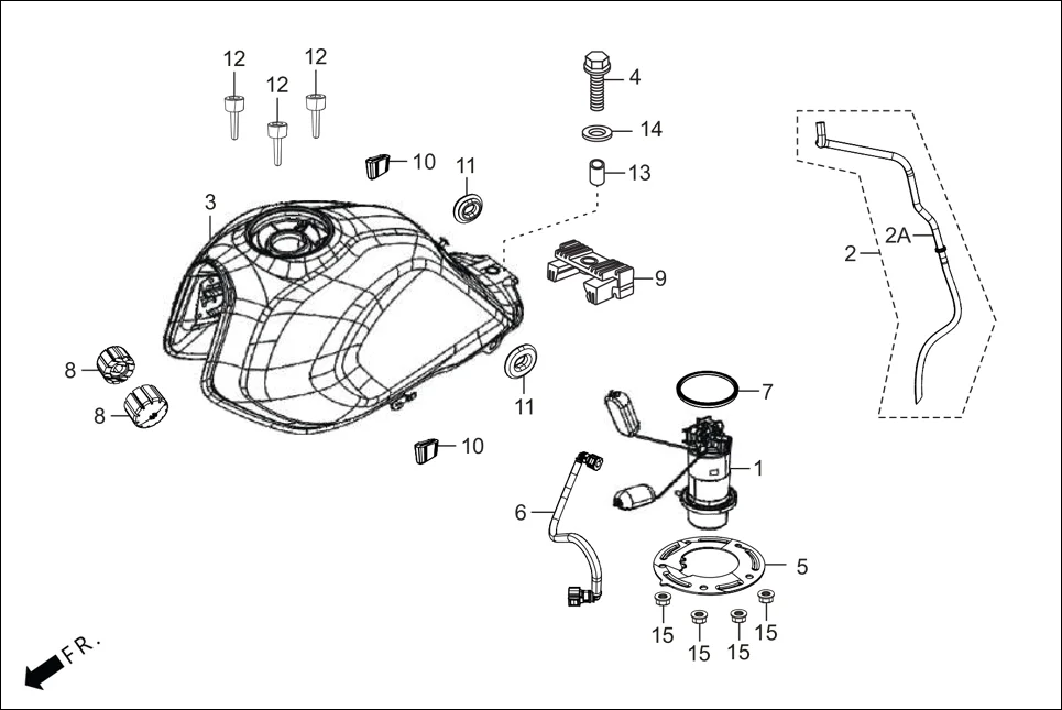 F-11-WO_CONNECT FUEL TANK / FUEL UNIT assembly diagram for Hero XPULSE 200T OBD II(Jun,2023)