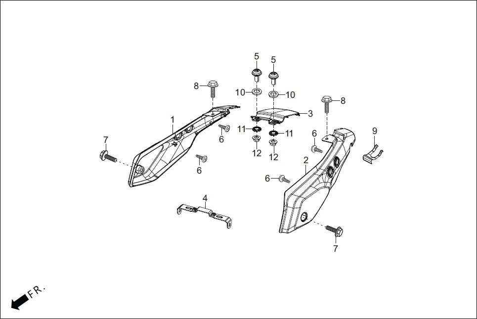 F-12A-WO_CONNECT BODY COVER (R./L. COWLS) assembly diagram for Hero XPULSE 200T OBD II(Jun,2023)