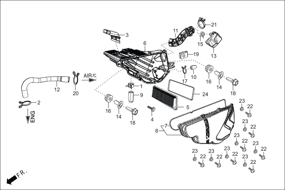 F-13 AIR CLEANER assembly diagram for Hero XPULSE 200T OBD II(Jun,2023)