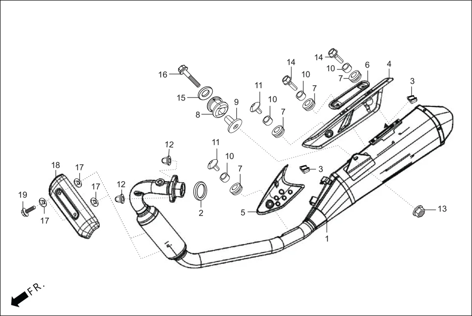 F-14-CONNECT MUFFLER assembly diagram for Hero XPULSE 200T OBD II(Jun,2023)