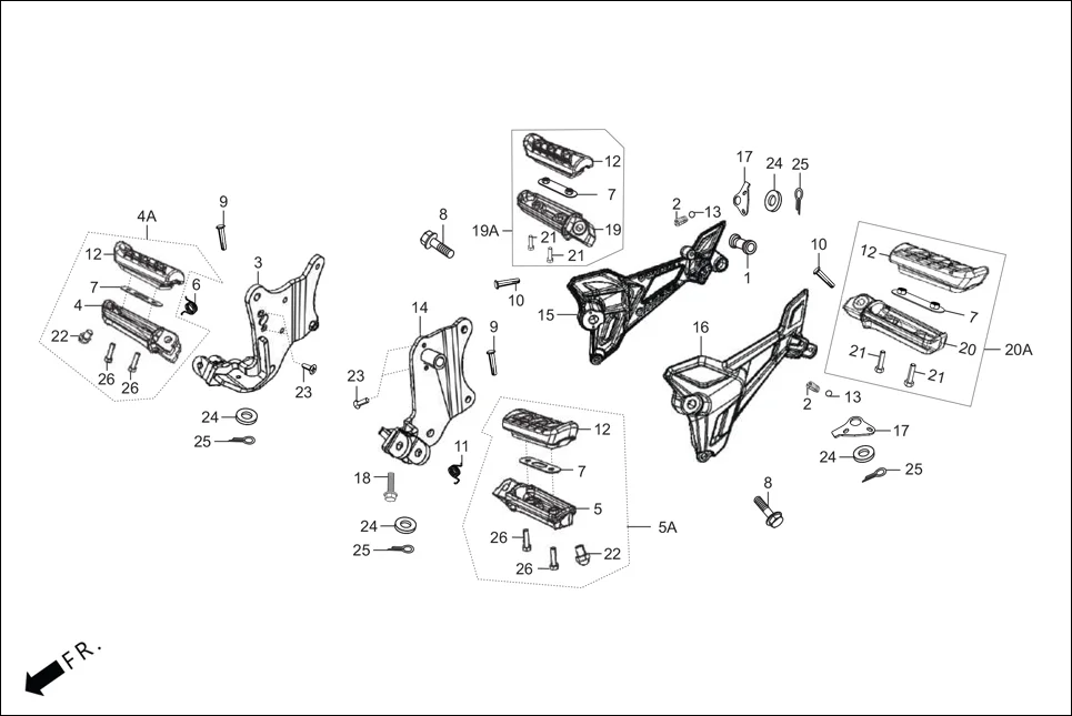 F-15 STEP PILLION / HOLDER / BRKT. assembly diagram for Hero XPULSE 200T OBD II(Jun,2023)