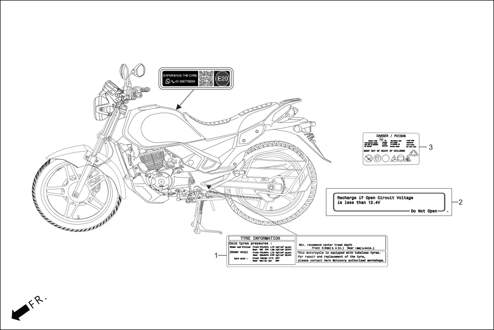 F-30 CAUTION LABEL assembly diagram for Hero XPULSE 200T OBD II(Jun,2023)