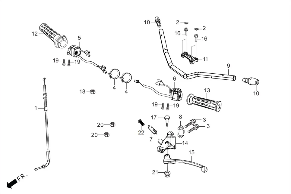 F-3B-CONNECT HANDLE &amp; HNDL COVER (HANDLE LEVER/SWITCH/CABLES) assembly diagram for Hero XPULSE 200T OBD II(Jun,2023)