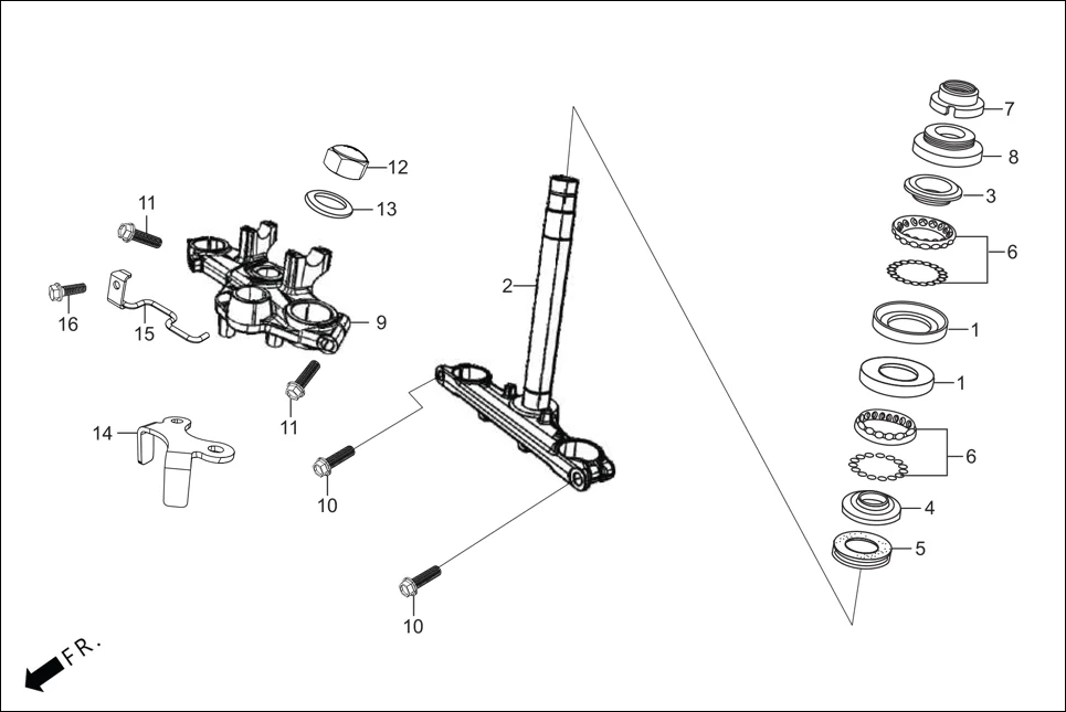 F-6 FRONT CUSHION (STEERING STEM) assembly diagram for Hero XPULSE 200T OBD II(Jun,2023)