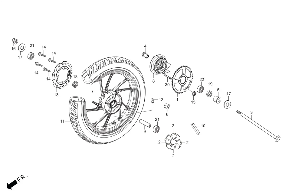 F-9 RR WHEEL / FLANGE ASSY. DRIVEN assembly diagram for Hero XPULSE 200T OBD II(Jun,2023)