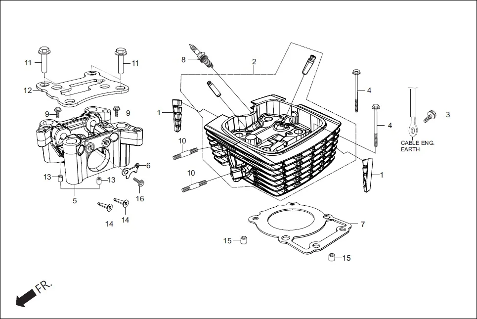 E-1A CYLN. &amp; CYLN HEAD (CYLINDER HEAD)