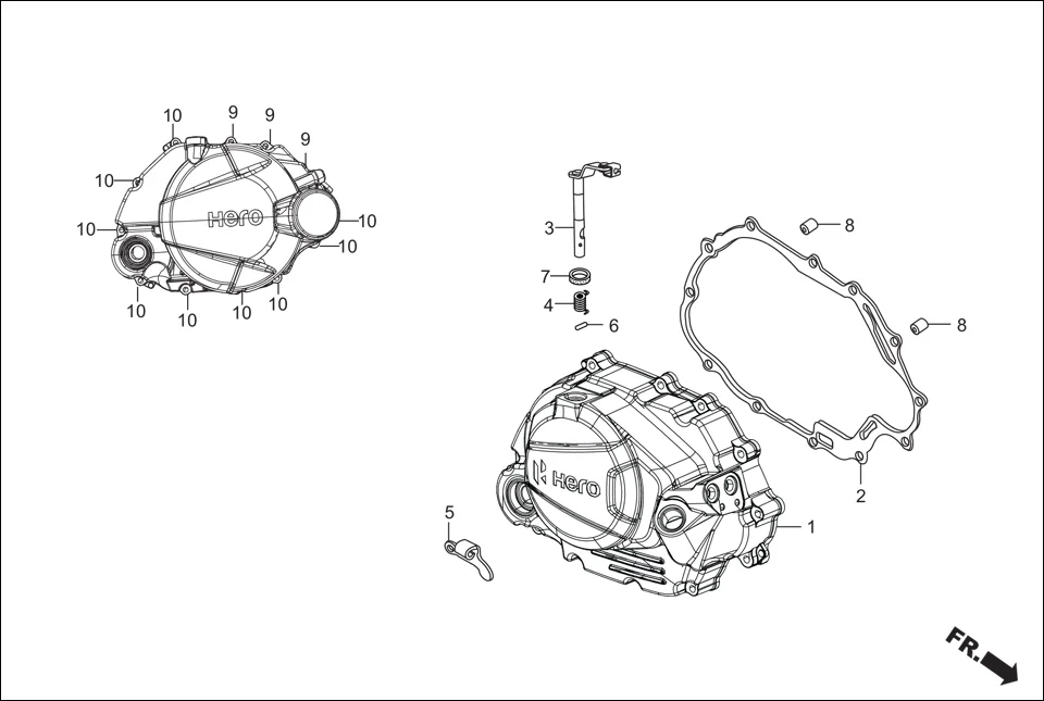 E-3 CRANK CASE &amp; COVER (RIGHT CRANK CASE COVER)