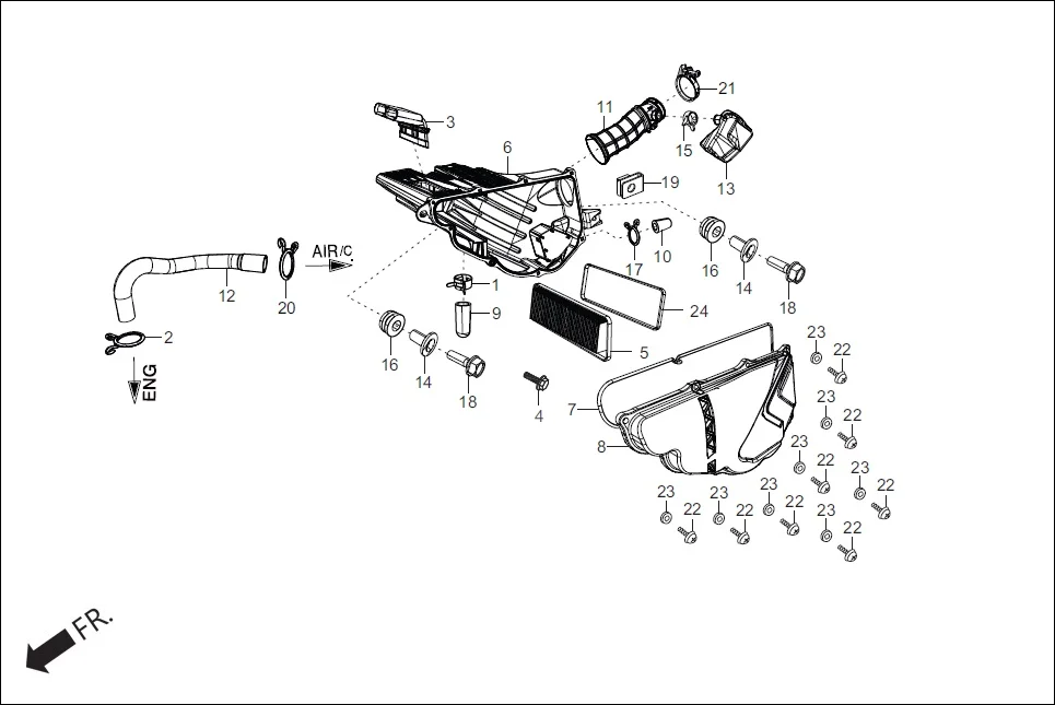 F-13 AIR CLEANER diagram showing 17208-ABW-0000-22