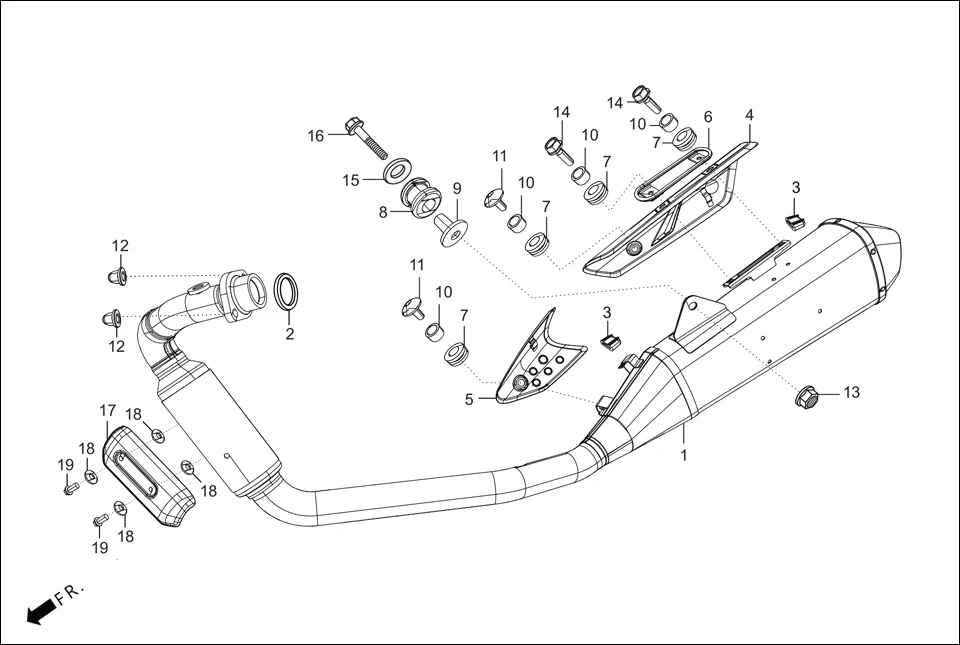 F-14 MUFFLER assembly diagram for Hero Xpulse 200T FI BSVI (Feb, 2021)