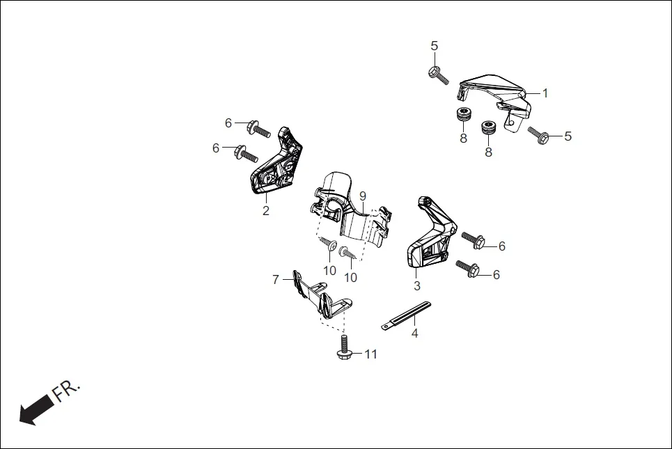 F-1A FAIRING (FR. VISOR/COWL/STAY) assembly diagram for Hero Xpulse 200T FI BSVI (Feb, 2021)