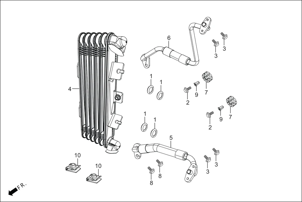 F-1B OIL COOLER assembly diagram for Hero Xpulse 200T FI BSVI (Feb, 2021)