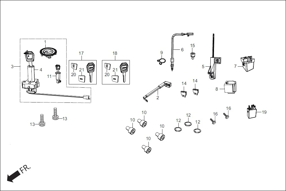 F-23 SWITCH ASSY./ RELAY / LOCK ASSY./ KEY BLANK diagram showing 35850-KR3-870