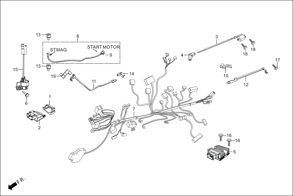 F-24 ELECTRICALS (WIRE HARNESS/START CABLES) assembly diagram for Hero Xpulse 200T FI BSVI (Feb, 2021)