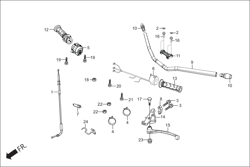 F-3B HANDLE &amp; HNDL COVER (HANDLE LEVER/SWITCH/CABLES) assembly diagram for Hero Xpulse 200T FI BSVI (Feb, 2021)