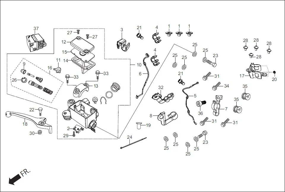 F-4A FRONT BRAKE (MASTER CYLINDER) assembly diagram for Hero Xpulse 200T FI BSVI (Feb, 2021)