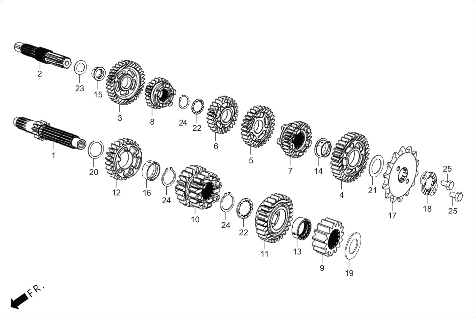 E-10 TRANSMISSION (MAIN SHAFT/COUNTER SHAFT/GEARS)