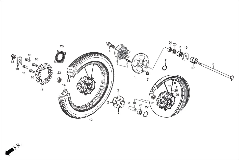 F-11 RR WHEEL / FLANGE ASSY. DRIVEN diagram showing 42635-ACY-100