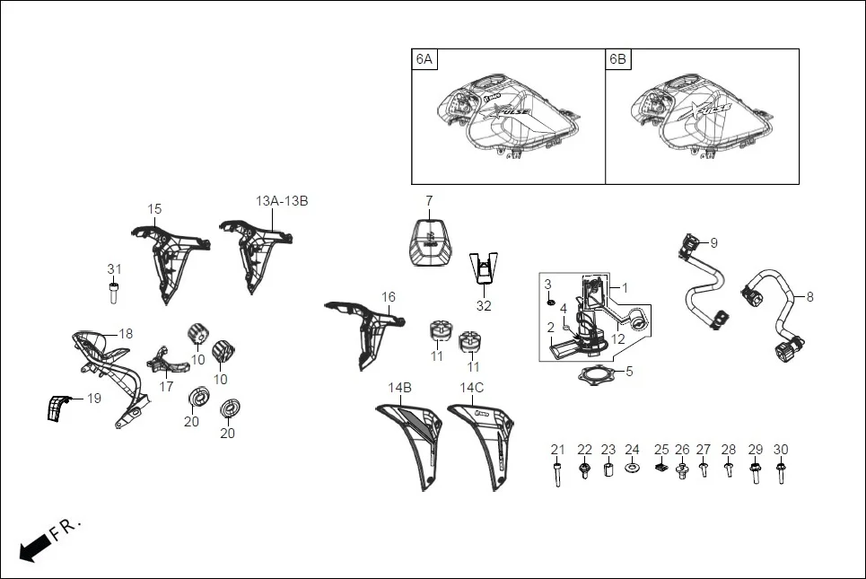 F-13-BASE FUEL TANK/CANISTER/TUBES diagram showing ACYBS6A0010AMG