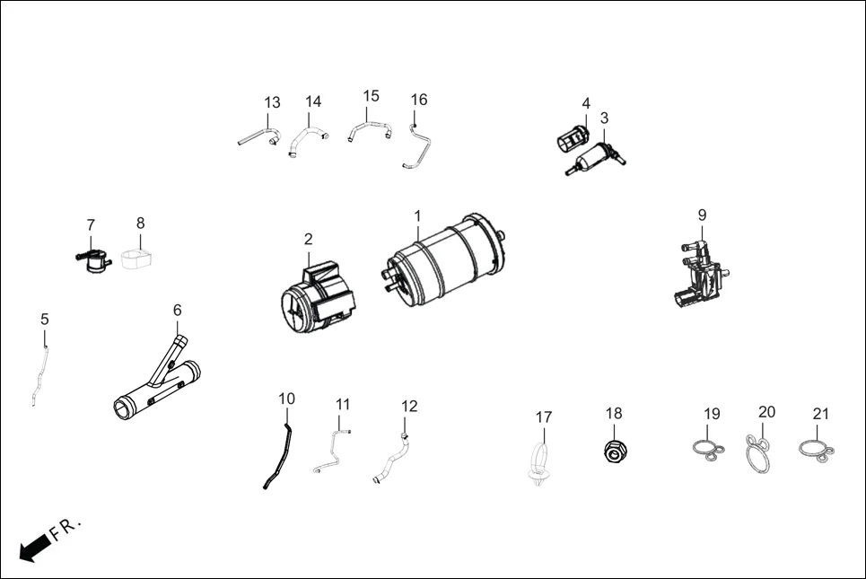 F-13A FUEL TANK  (CANISTER/TUBES) assembly diagram for Hero XPULSE 210LC OBDIIP2 (MAR.,2025)