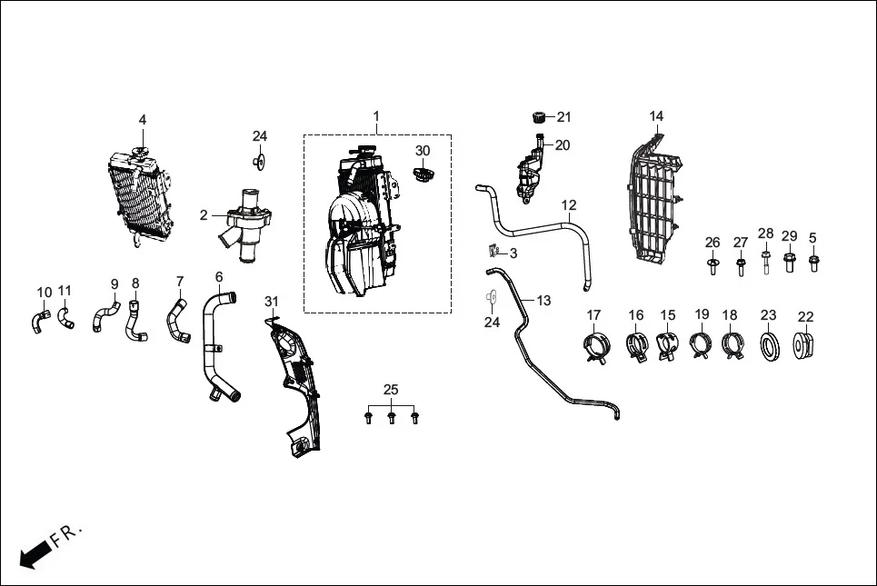 F-1B RADIATOR diagram showing 19000-ACY-100